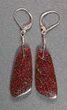 Rose Red Agatized Dinosaur Bone Earrings #5249-5